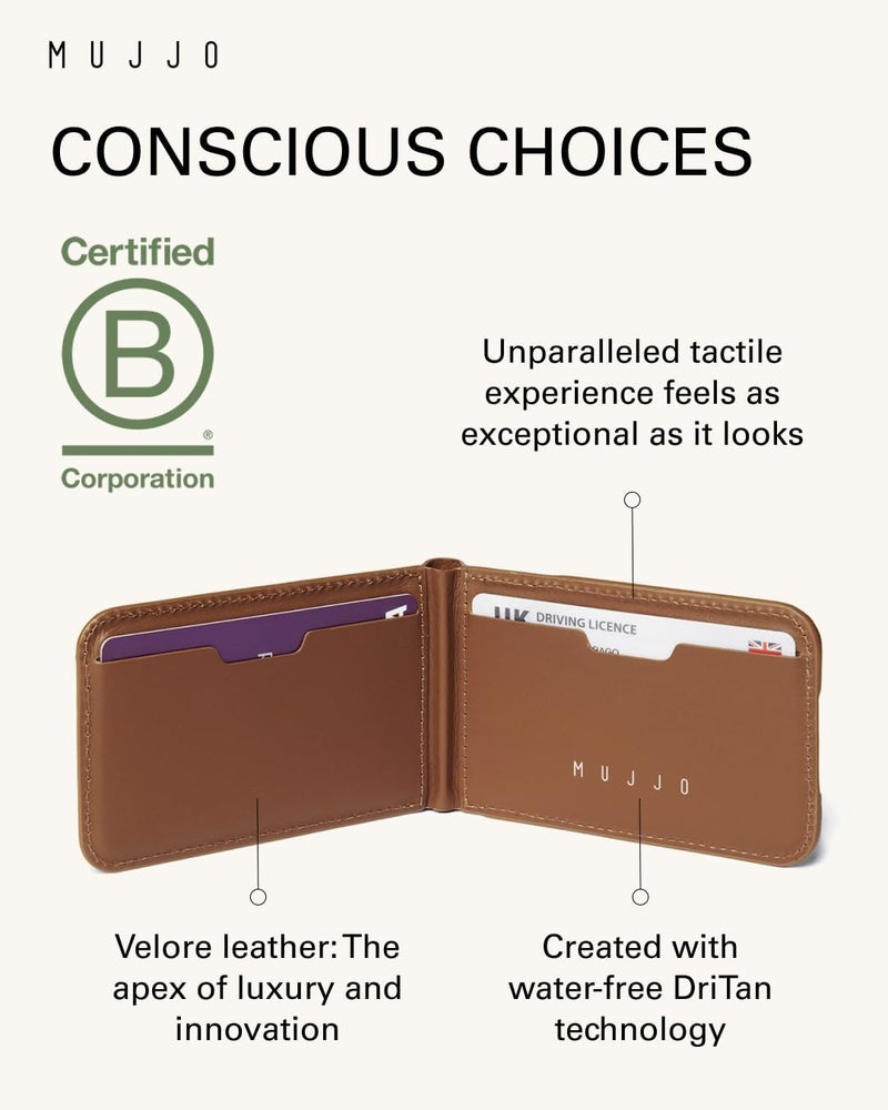 Mujjo Magsafe Compatible Leather Wallet Stand - Tan - Image 3